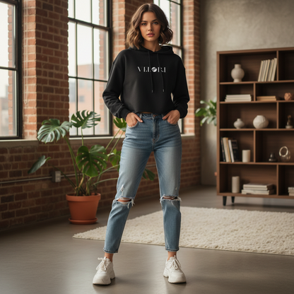Velori Minimal Streetwear Cropped Hoodie — Women's