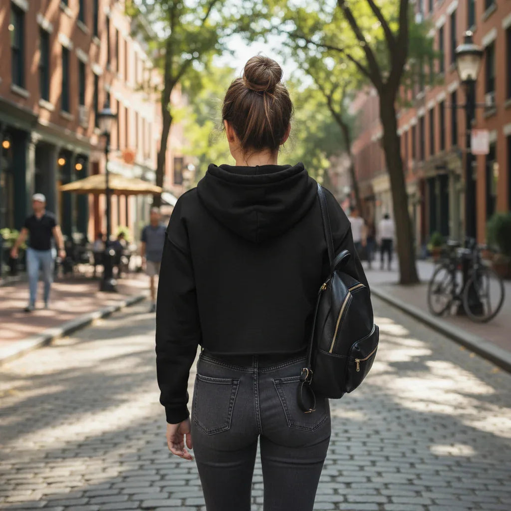 Velori Minimal Streetwear Cropped Hoodie — Women's - Velori