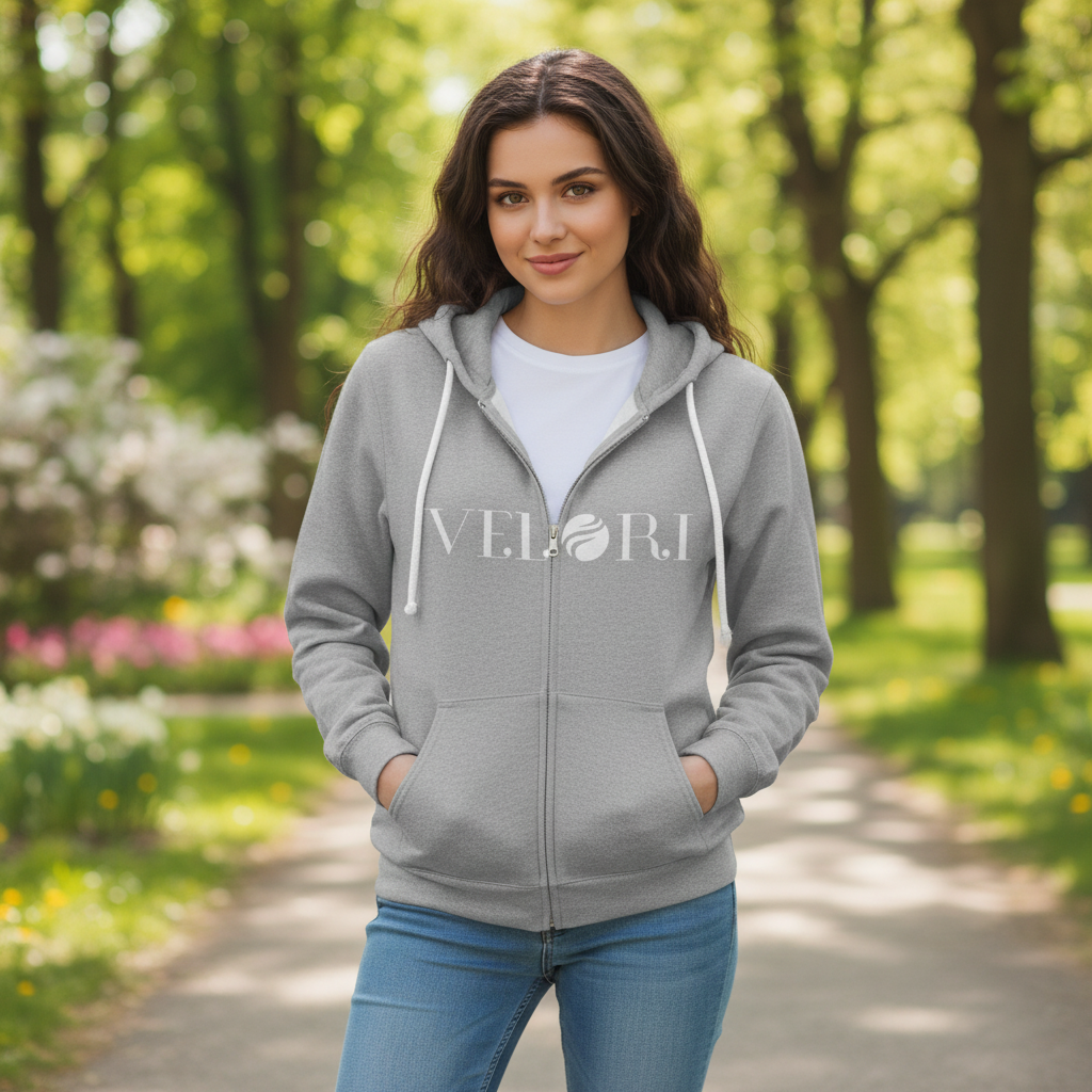 Minimalist Velori Full-Zip Hoodie — Everyday Zip Sweatshirt