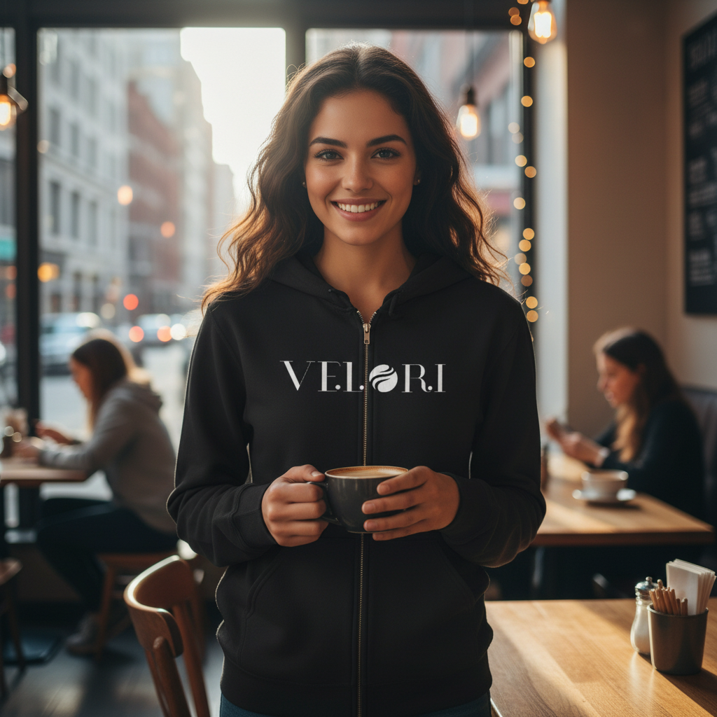 Minimalist Velori Full-Zip Hoodie — Everyday Zip Sweatshirt