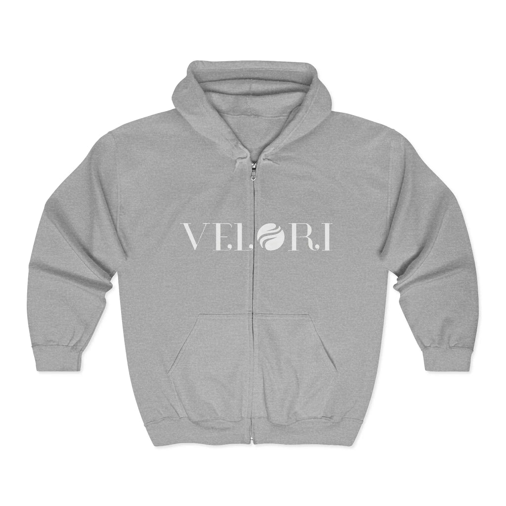 Minimalist Velori Full-Zip Hoodie — Everyday Zip Sweatshirt - Velori