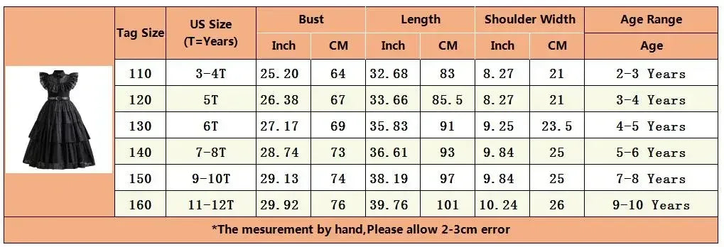 Girls Wednesday-Inspired Black Dress – Kids Halloween Costume, Cosplay, Party & Dance Outfit - Velori